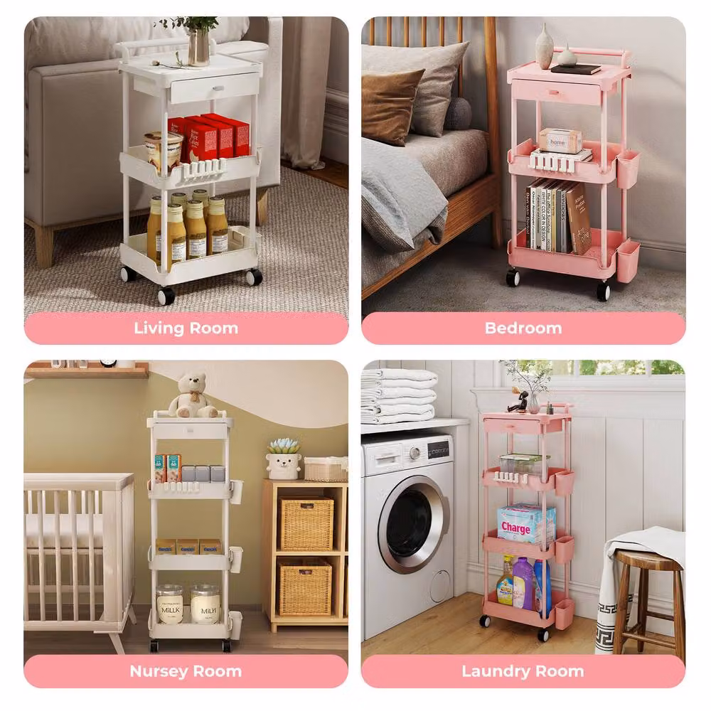 Levede 4 Tier Storage Trolley Cart in White – 3