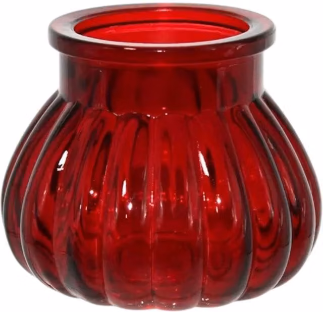 Kingsbury Gifts Red Ribbed Glass Bud Vase, Height: 9 cm