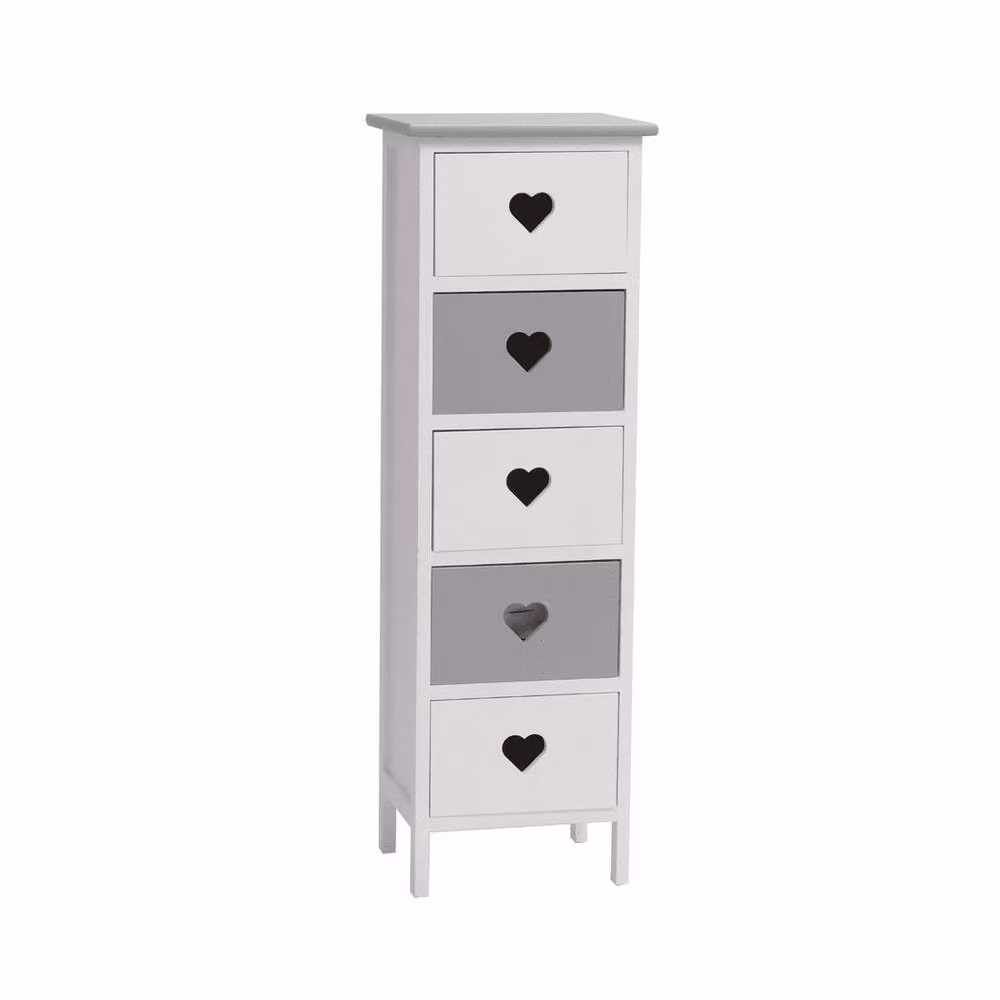 NESTLUNE 5 Drawer Narrow Slim Tallboy Storage Unit Cabinet, White, W/D/H: 15 x 10 x 100 cm – 4