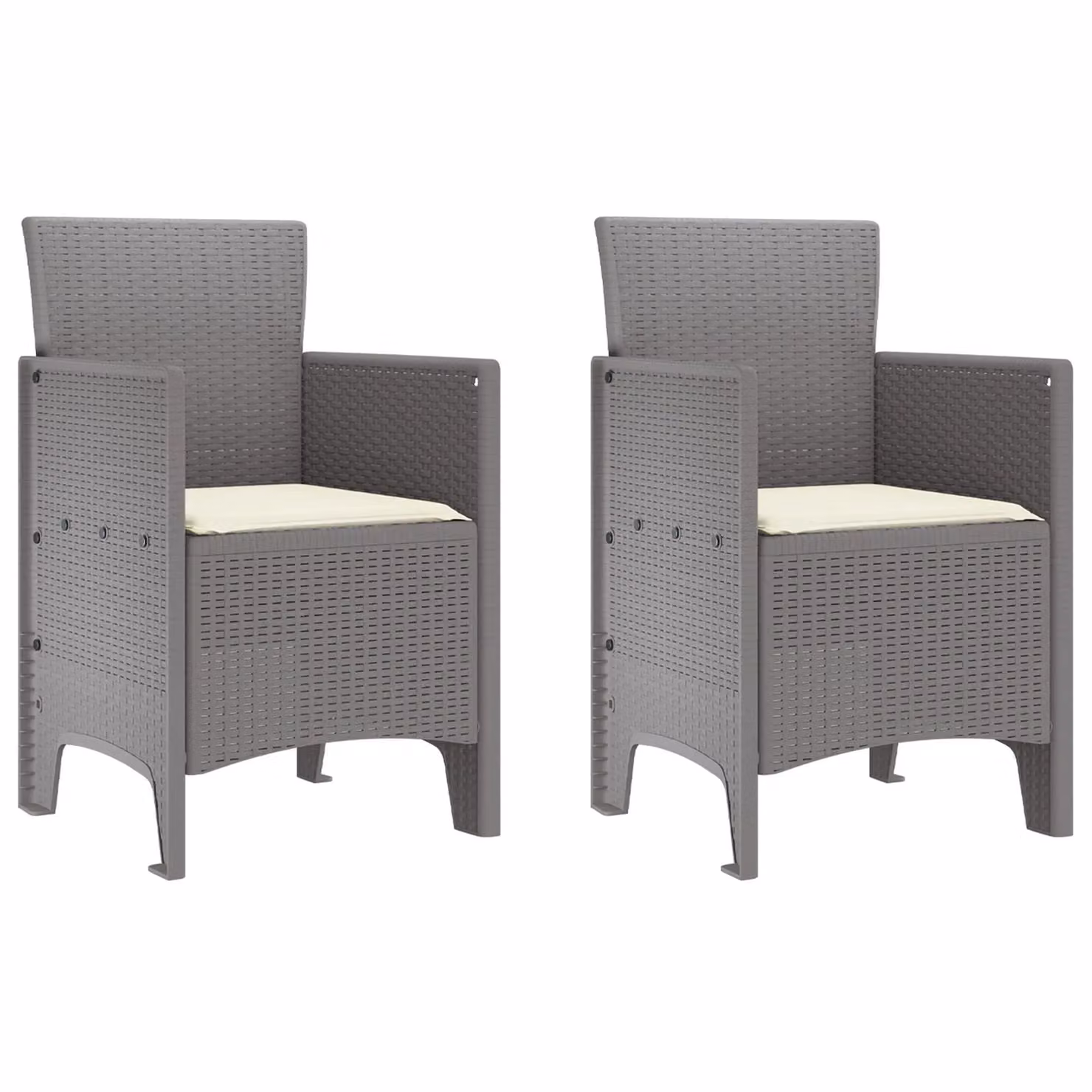 Berkfield Home Set of 2 Modern Garden Chairs in Light Grey and White Polypropylene – 2