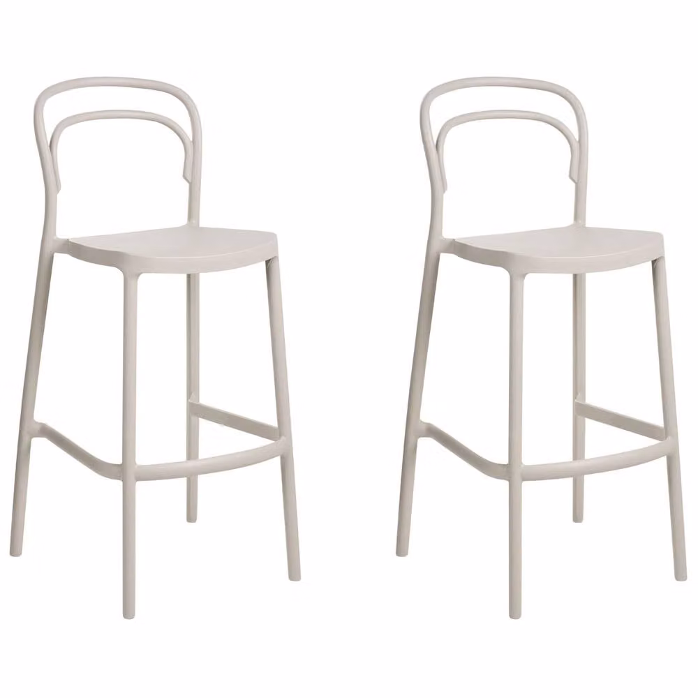 Wyld and Coco Set of 2 Beige Polypropylene Weatherproof Bar Chairs – 2