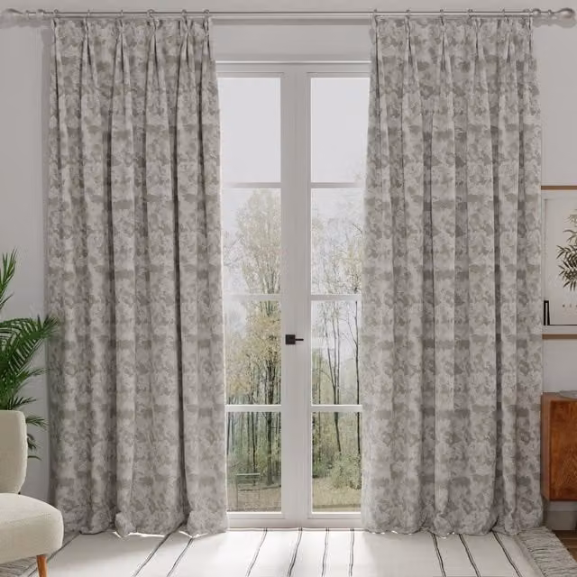 Terrys Moondust Made to Measure Grey Floral Blackout Fabric Curtain Panel