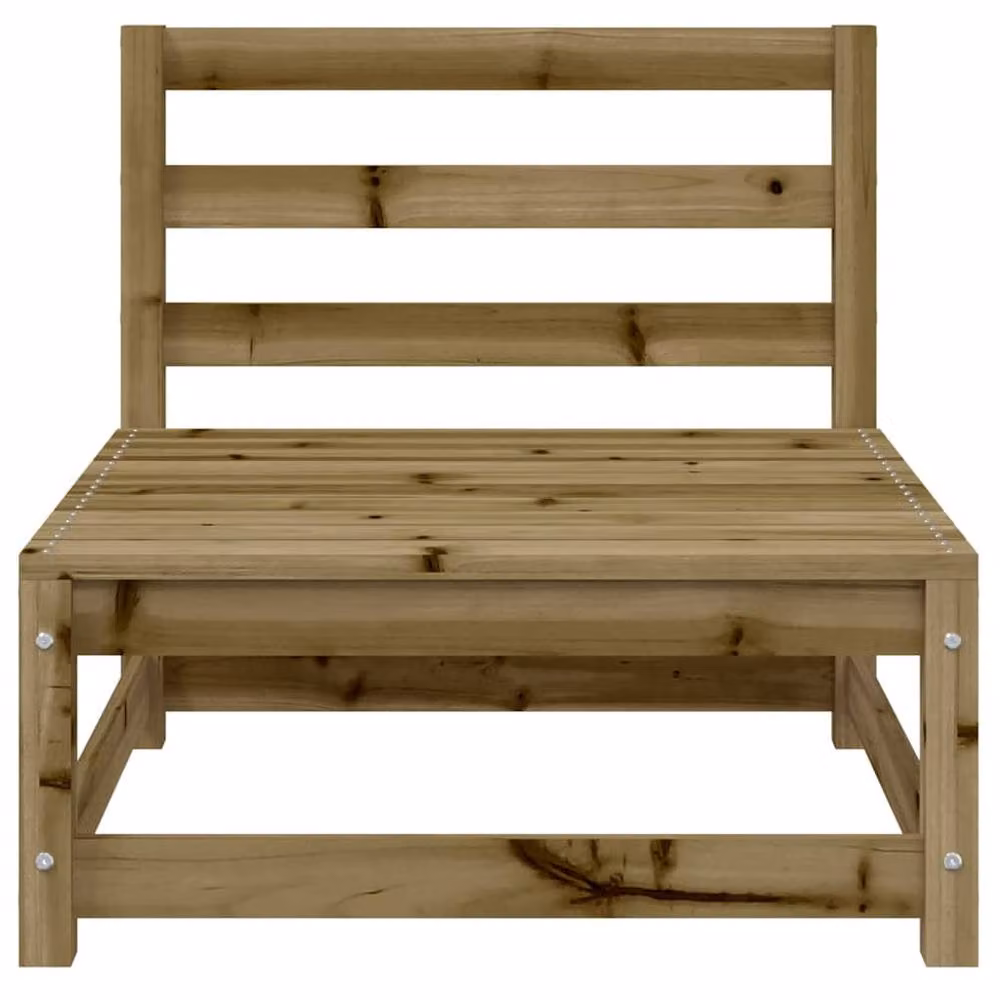 Berkfield Home Rustic Brown Impregnated Pine Armless Garden Sofa with Footstool – 3