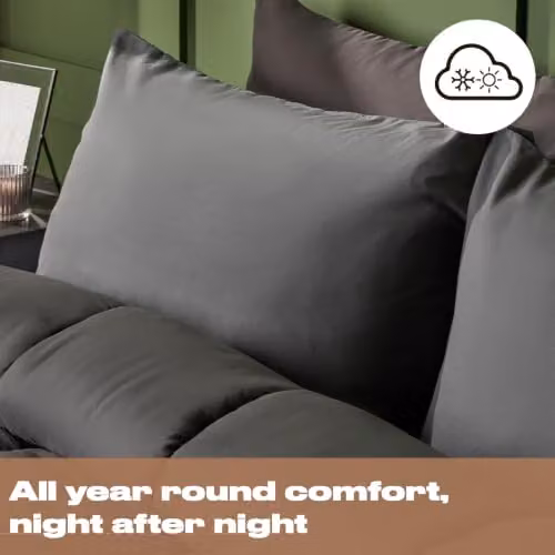 OHS Single Coverless Duvet and Pillowcase Set, 10.5 Tog, Grey, W/D/H: 135 x 200 cm – 3