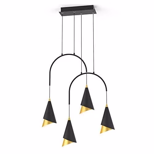 Netlighting Modern LED Suspended Pendant Light in Black and Gold with Warm White 3000K 588lm