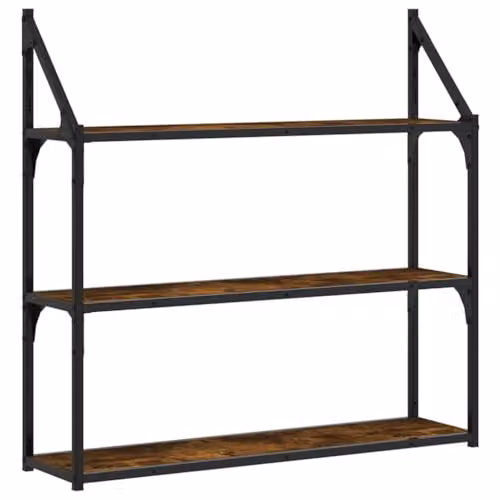 vidaXL 3-Tier Modern Floating Wall Shelf in Smoked Oak Engineered Wood