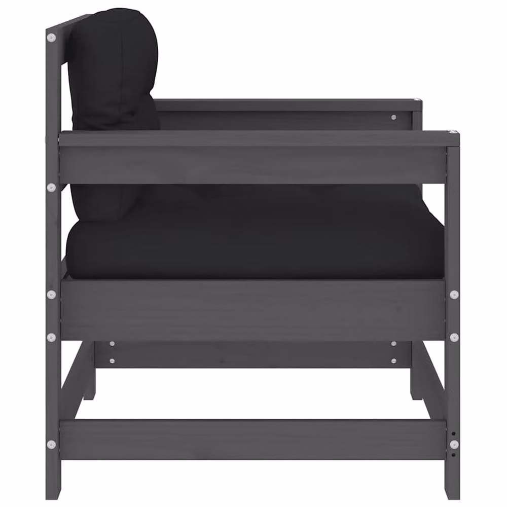 Berkfield Home Set of 2 Rustic Grey Solid Pine Garden Chairs with Cushions – 5