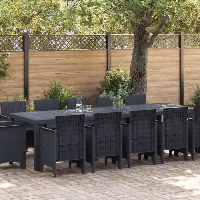 Berkfield Home 13 Piece Anthracite Poly Rattan Modern Garden Dining Set – 1