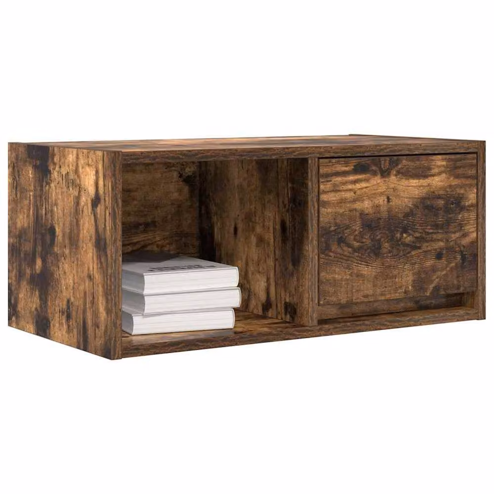 Berkfield Home Set of 2 Smoked Oak TV Cabinets in Brown, W/D/H: 60 x 31 x 25.5 cm – 3