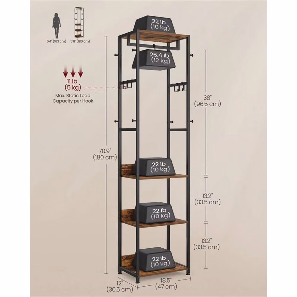Nordara Matt Black Metal Freestanding Clothes Rail and Coat Rack – 2