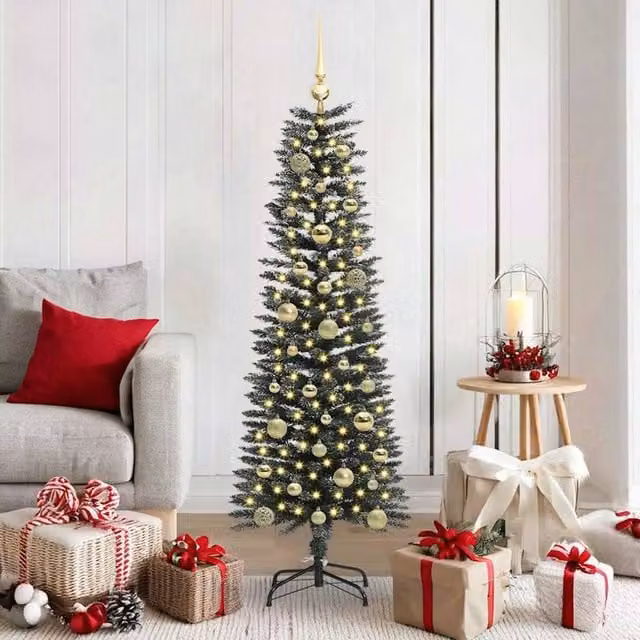 Berkfield Home Green Artificial Christmas Tree with 150 LEDs, W/D/H: 43 x 43 x 150 cm