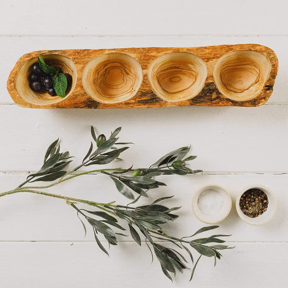 Selbrae House Rectangular Olive Wood Nibbles Tray in Natural Brown – 2