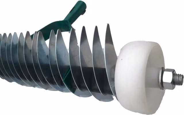 SolaDirect Manual Lawn Aerator Scarifier Head and Dethatching Rake in Silver and Wood