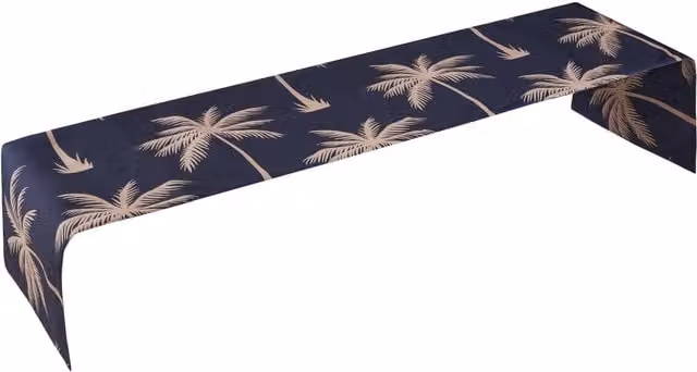 Luxury Living Palm Water Repellent Polyester Table Runner in Blue and Beige, W/D/H: 183 x 36 x 36 cm – 1