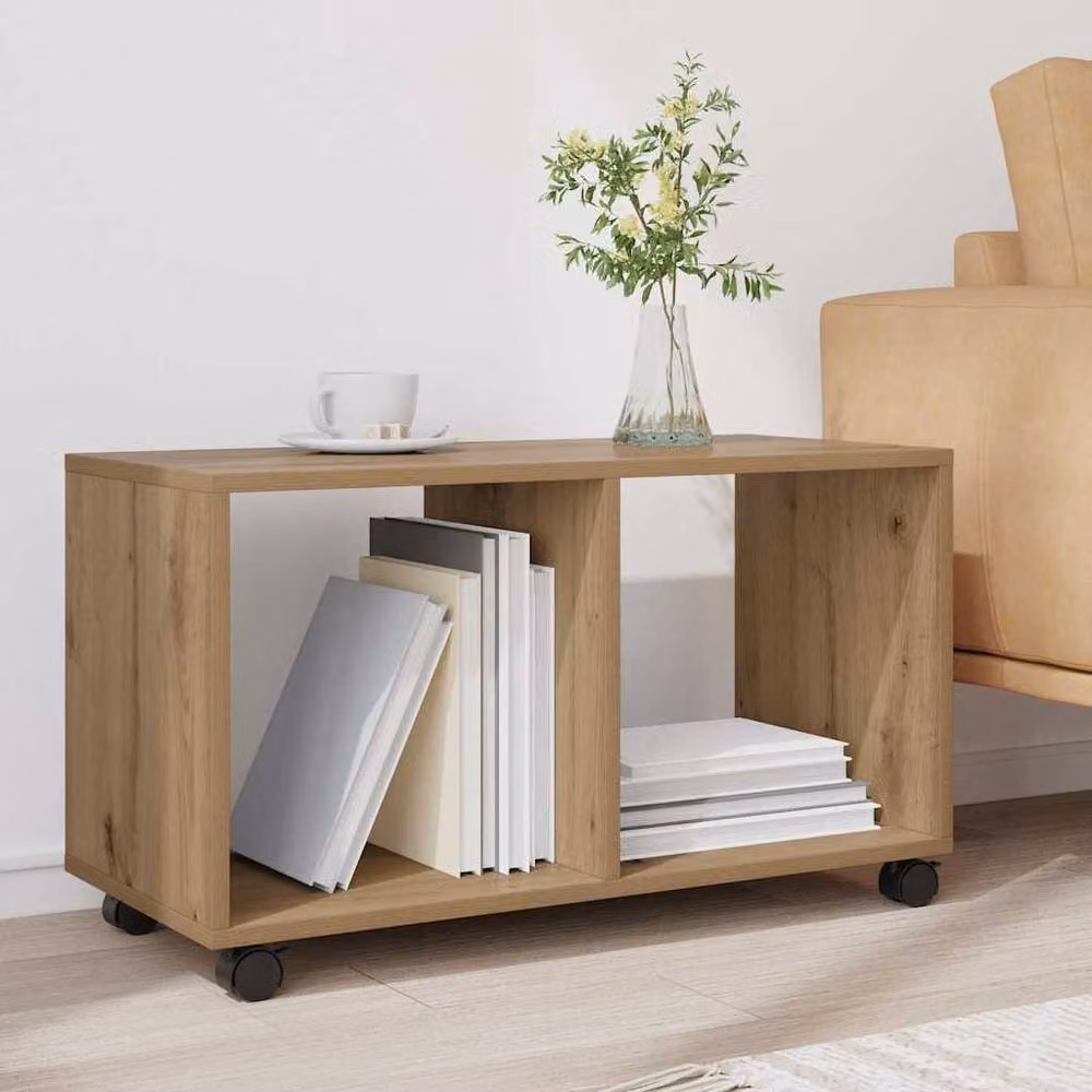 Berkfield Home Artisan Oak Rolling Cabinet in Brown, W/D/H: 72 x 33 x 42.5 cm – 2