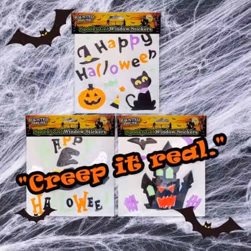 VFM e-Store Halloween Gel Window Stickers, Multicolour, 3 Pack – 4