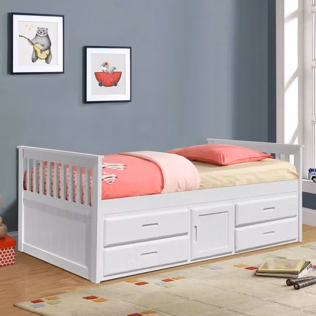 Comfy Living Captains Cabin Bed with Drawers and Storage, White, W/D/H: 90 x 190 cm