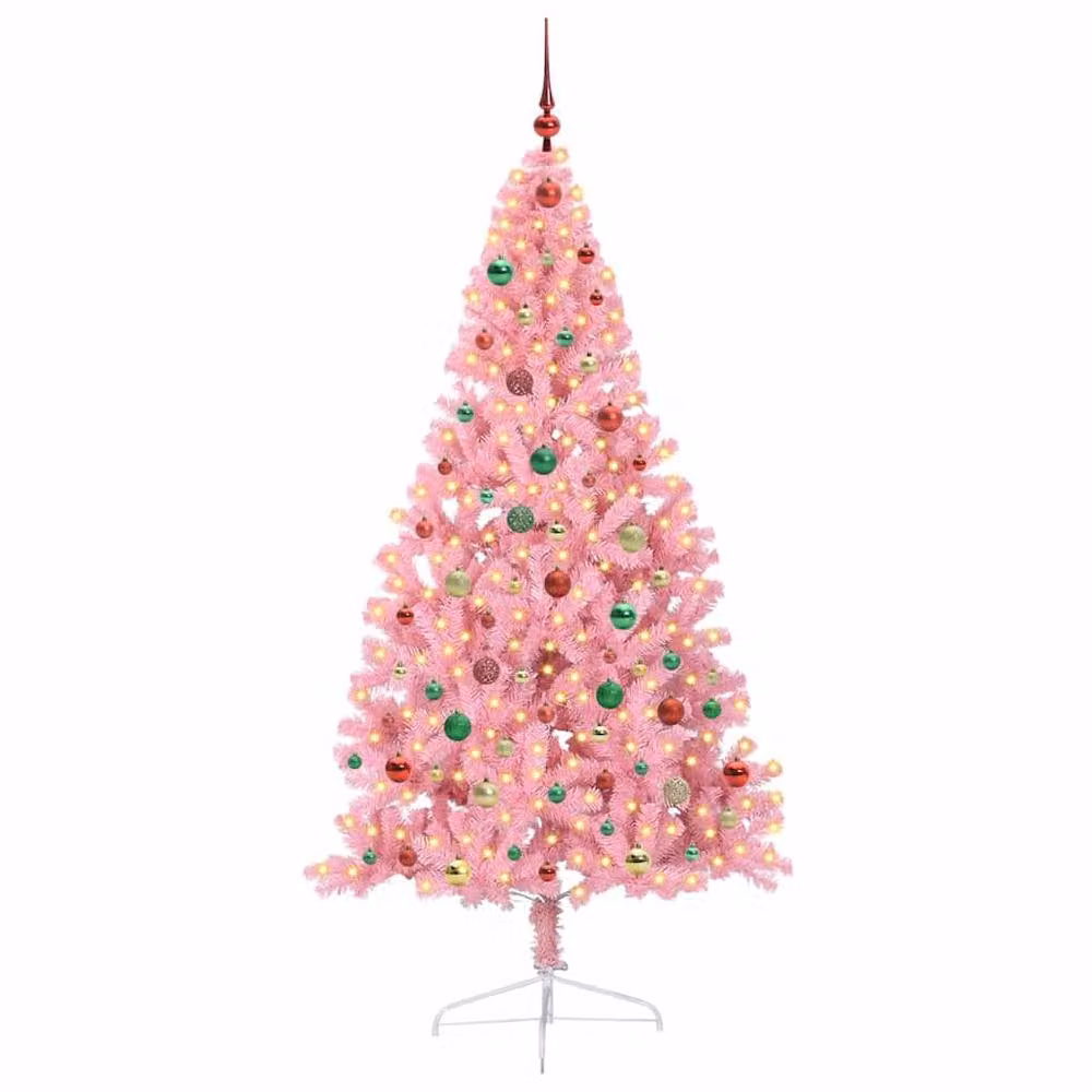 Berkfield Home Pre-lit Artificial Christmas Tree in Pink, Height: 180 cm – 2
