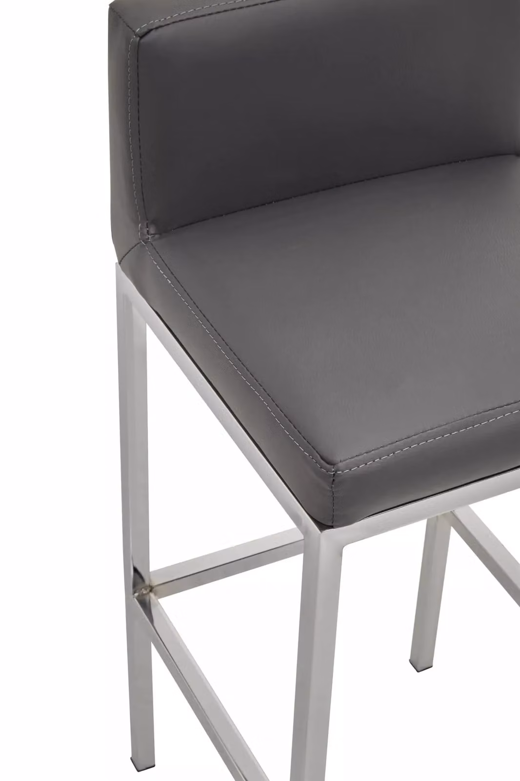 Orsina Baina Charcoal Synthetic Leather Bar Chair with Back and Gold Metal Accents – 3