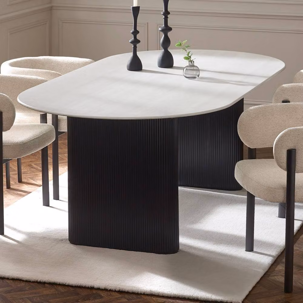 Cheshire Belluno 220cm White Stone Effect Oval Dining Table – 2