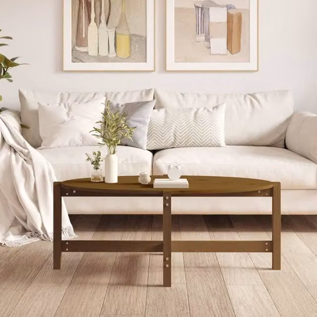 Berkfield Home Beautiful Coffee Table in Honey Brown Solid Pine, W/D/H: 118 x 63 x 45 cm – 1