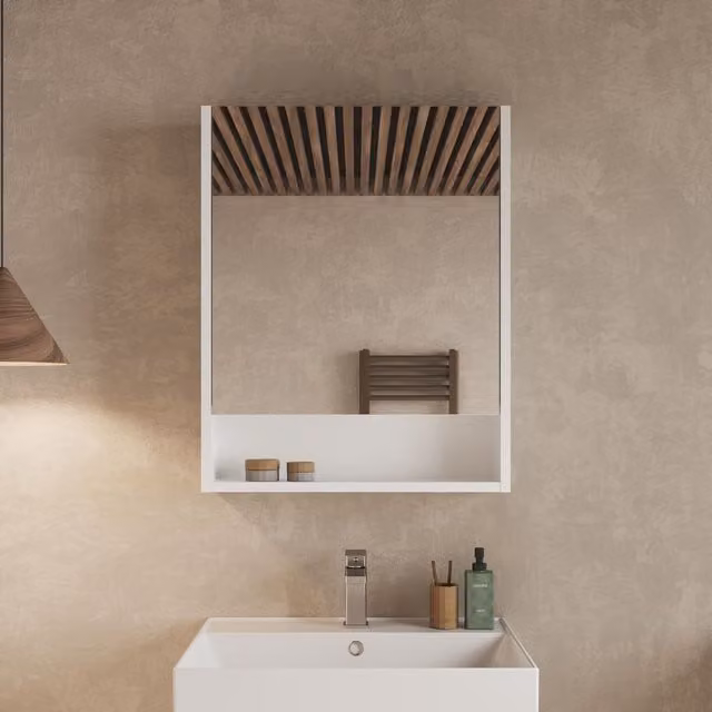 Banyetti Mino Single Door Bathroom Mirror Cabinet - White