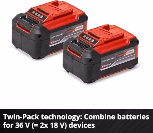 Einhell PXC 18V 5.2Ah Lithium-Ion Battery Twin Pack, Red – 6