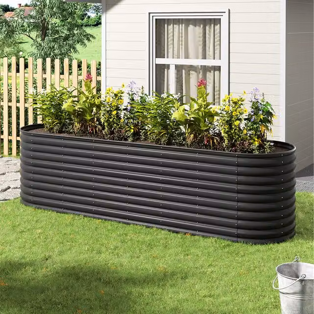 Breeins Black Oval Raised Garden Bed