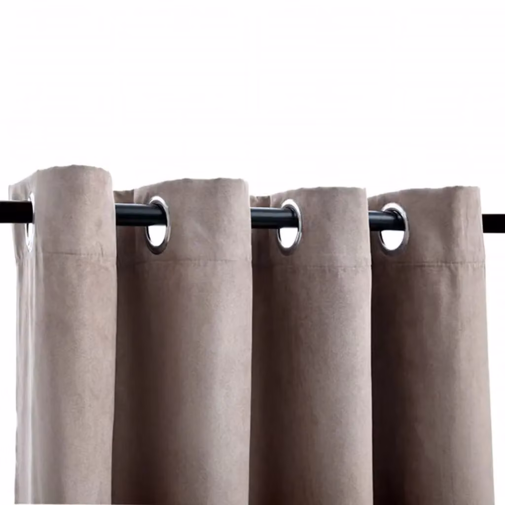 Berkfield Home Blackout Curtains with Metal Eyelets, 2 Pack, Taupe, W: 140 cm, H: 225 cm – 3
