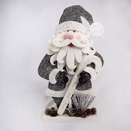 Shatchi Silver Glitter Foam Santa Christmas Tabletop Figure, Height: 42 cm