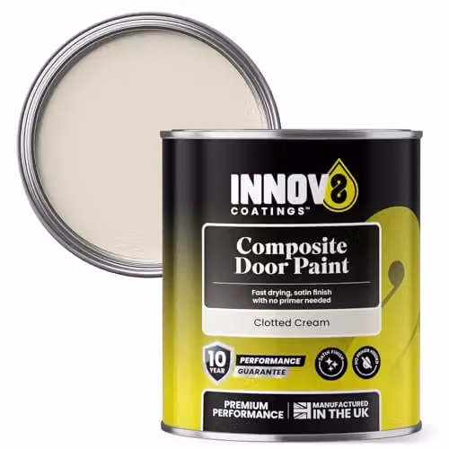 Innov8 Coatings Composite Exterior Door Paint in Clotted Cream, Satin Finish, 0.75 l – 1