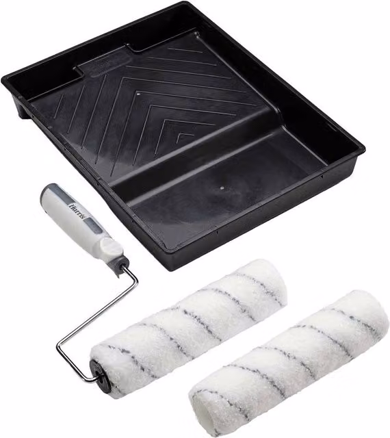 Harris Seriously Good Walls and Ceilings Paint Roller Set with Frame, Sleeve and Tray in Black