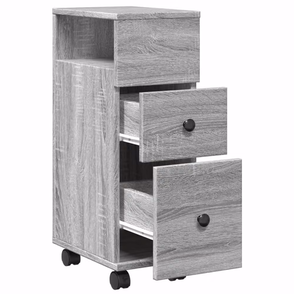 Berkfield Home Narrow Bathroom Cabinet with Wheels in Grey Sonoma, W: 23.0 cm, D: 33.0 cm, H: 65.0 cm – 2