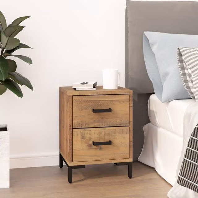 Berkfield Home Brown Solid Pinewood Bedside Cabinet, W: 36 cm, D: 30 cm, H: 45 cm