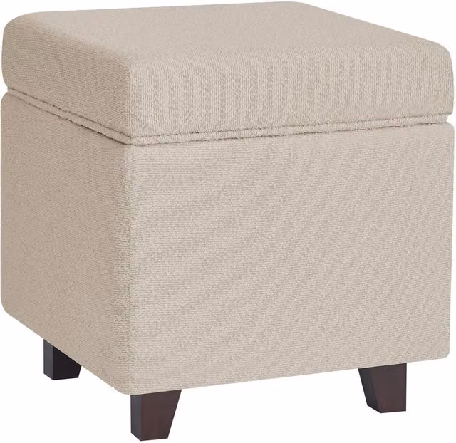 Livinluxury Beige Bouclé Fabric Ottoman Footstool with Storage