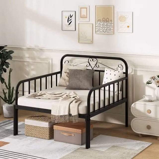 KORVIXA Metal Extendable Daybed in Black, W/D/H: 90 x 200 cm – 1