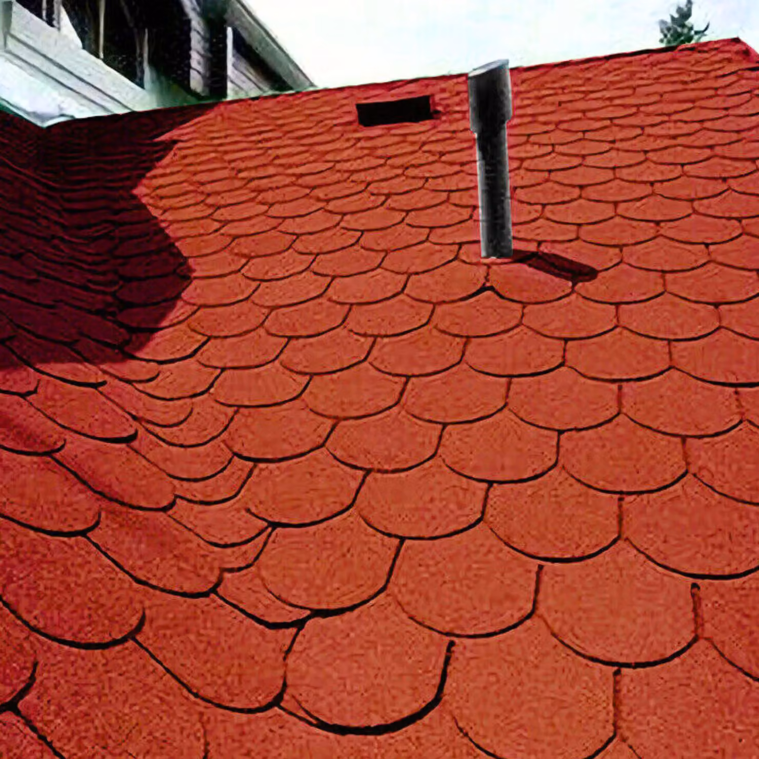 Novecrafto Heavy Duty Red Fish Scale Asphalt Roof Shingles, 25 Pieces, 3 sqm, W: 80 cm, H: 31.5 cm – 2