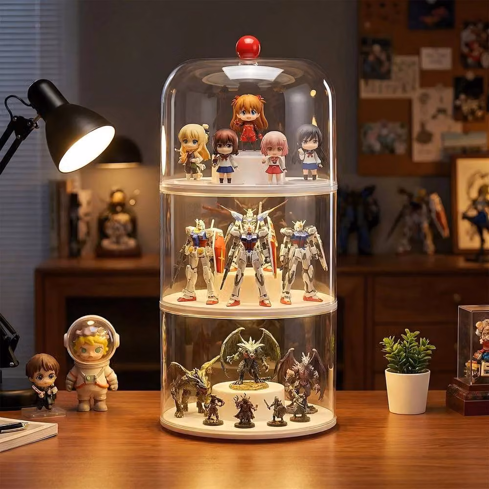 FORGEVIO 3 Layer Rotating Blind Box Display Case with Lid in Clear Acrylic, W: 50.0 cm, H: 49.5 cm, D: 50.0 cm – 2