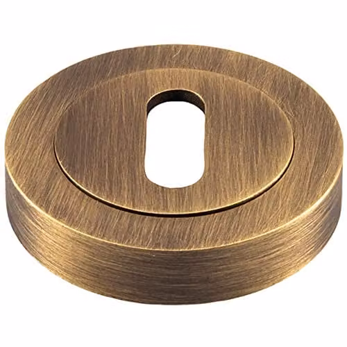 Loops 50mm Round Lock Profile Escutcheon with Concealed Fix in Antique Brass – 1