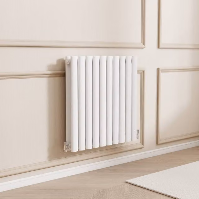 Banyetti Orva White Horizontal Double Oval Column Radiator W/H: 60 x 59 cm