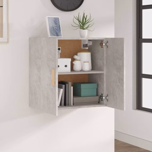 Berkfield Home Wall Mounted Cabinet in Concrete Grey, W: 60 cm, D: 30 cm, H: 60 cm – 1