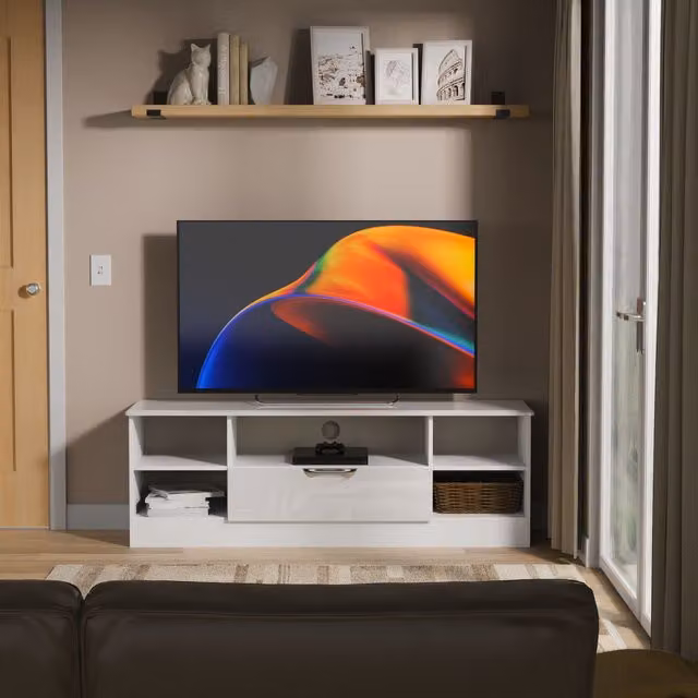 2 U Holborn Wide 1 Drawer TV and Media Unit in White Glossy Finish