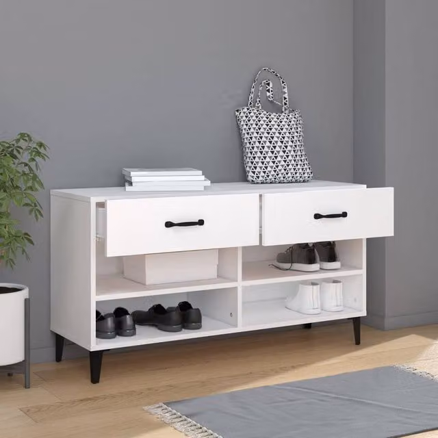 Berkfield Home White Modern Shoe Cabinet W/D/H: 102 x 35 x 55 cm