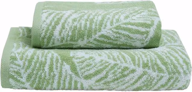 Fusion Matteo Luxury 100% Cotton Leaf Motif Jacquard Bath Sheet in Khaki Green