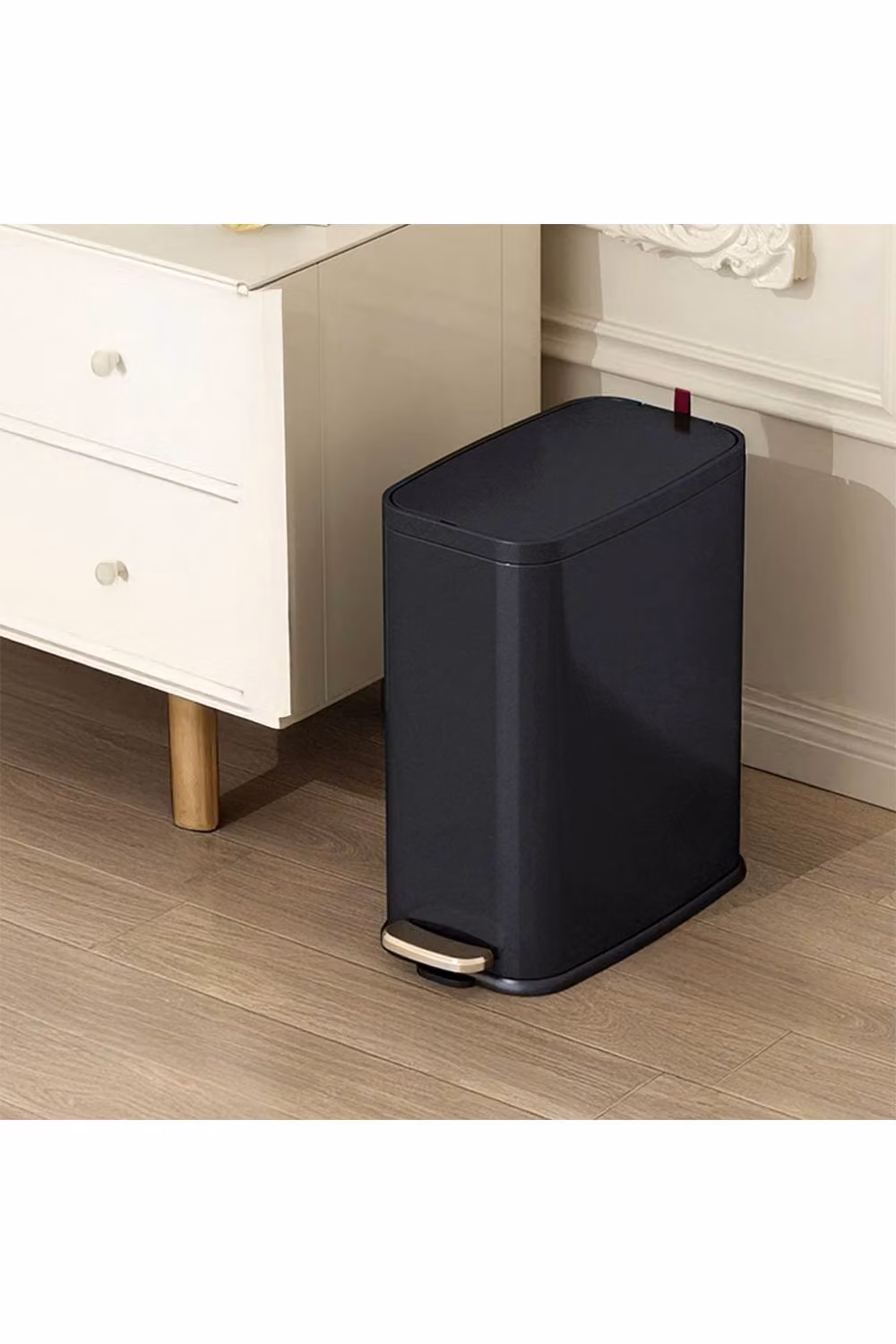 Living and Home 5L Smudge-Resistant Frosted Stainless Steel Soft-Close Foot Pedal Dustbin in Black – 3