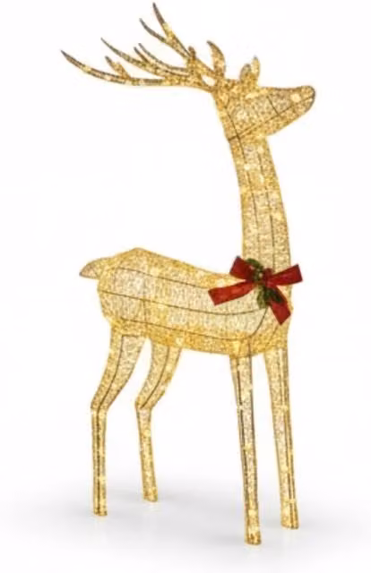 Pegdev Gold Rattan LED Christmas Reindeer with 450 Warm White Lights, Height: 127 cm – 1