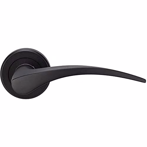 Loops Pair of Arched Tapered Handles on Round Rose with Concealed Fixings in Matt Black Finish – 1