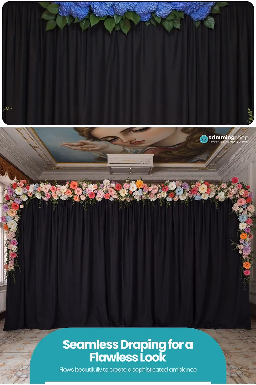 Neel Blue Wrinkle-Free Polyester Spandex Fabric Backdrop Panel in Blue and Black, W: 8 m, H: 4 m – 2