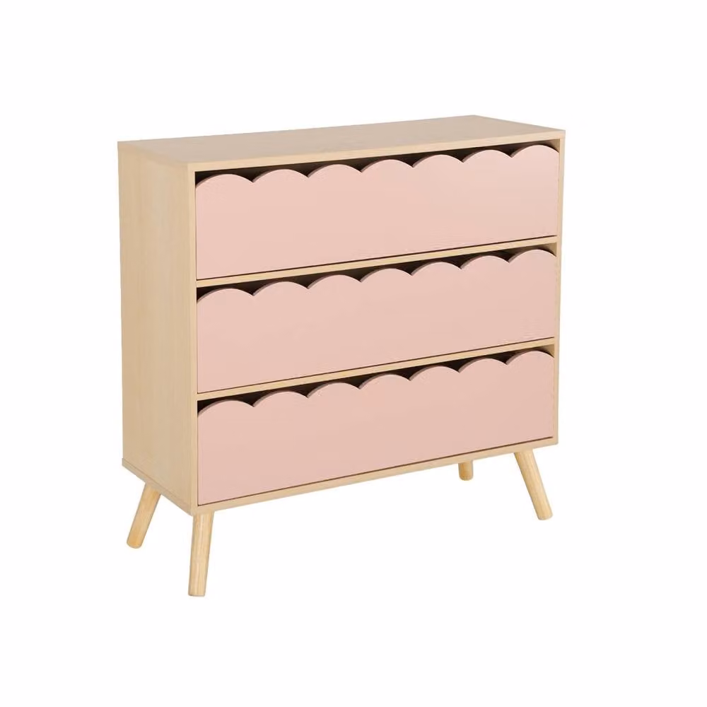 Sweekeec Scandinavian Style Childrens 3 Drawer Chest in Pink – 2