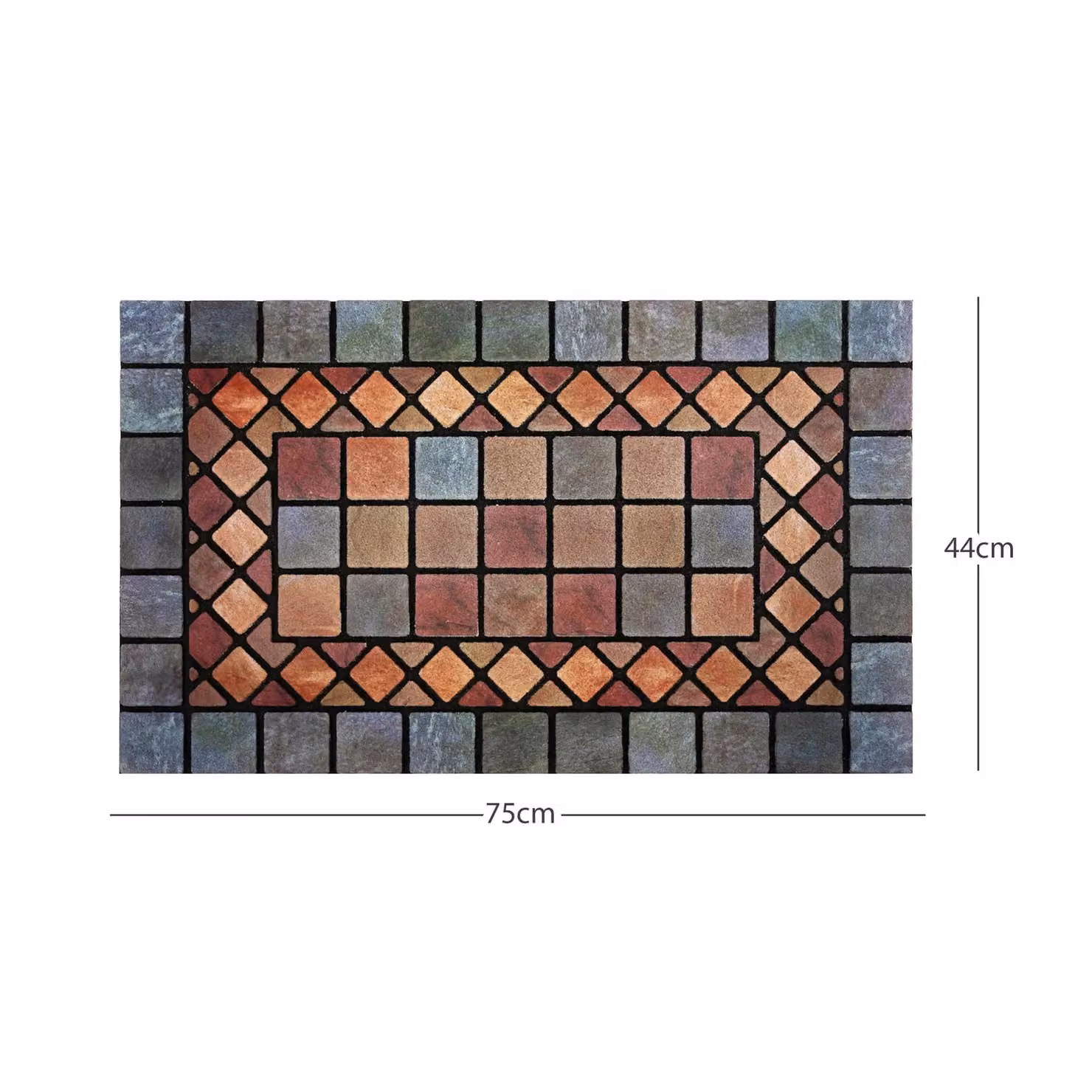 Nicoman Heavy Duty Rubber Boot Scraper Doormat, Non-Slip and Weatherproof, Rectangular, Blue Border, W/D: 90 x 60 cm – 9